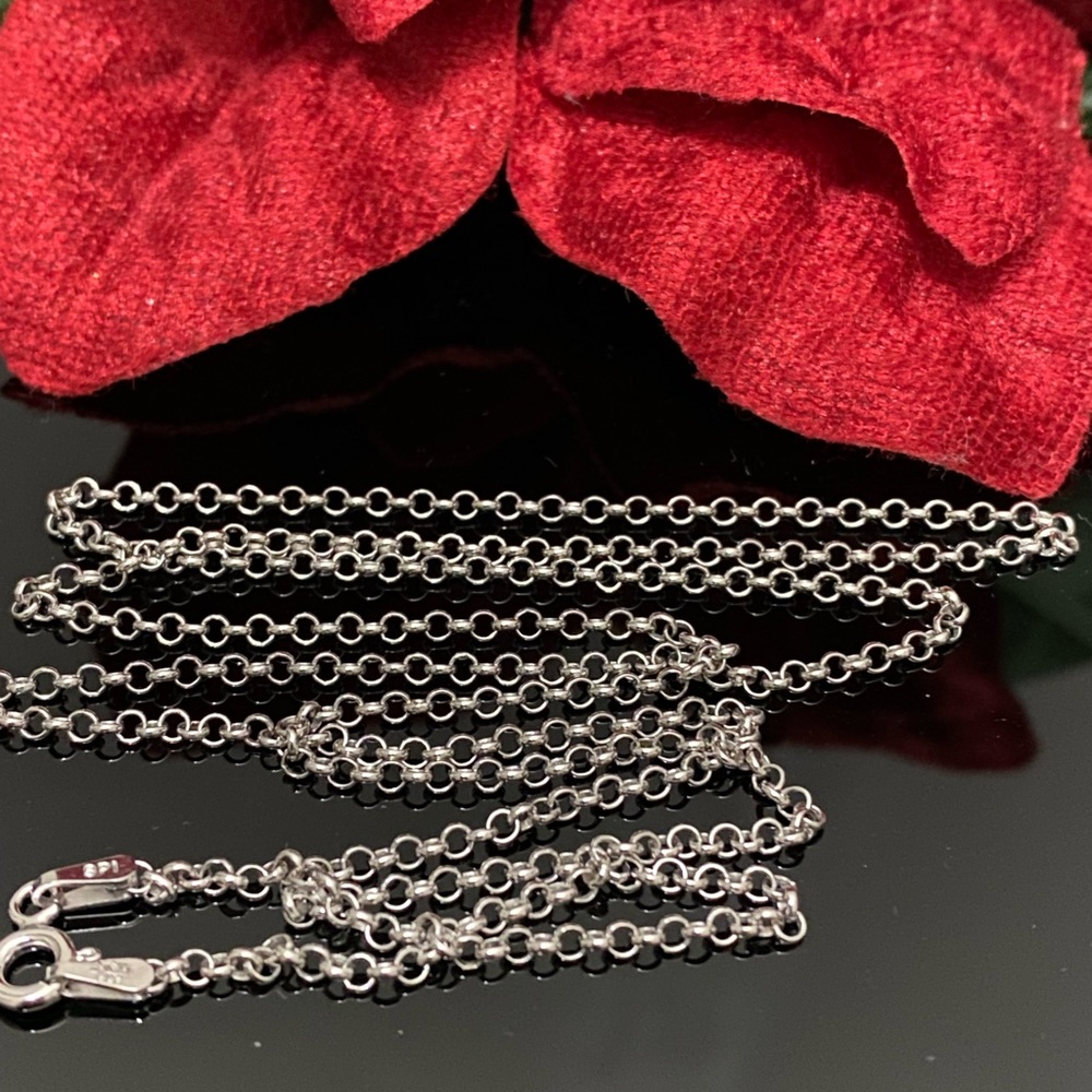 925 Sterling Silver Rolo Chain 24 inch - Picture 2 of 4